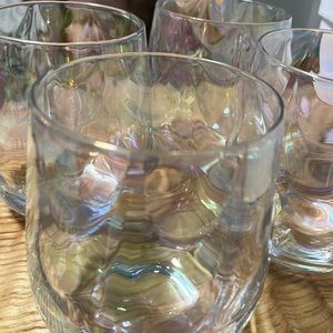 Anthropologie Iridescent Stemless Wine Glasses